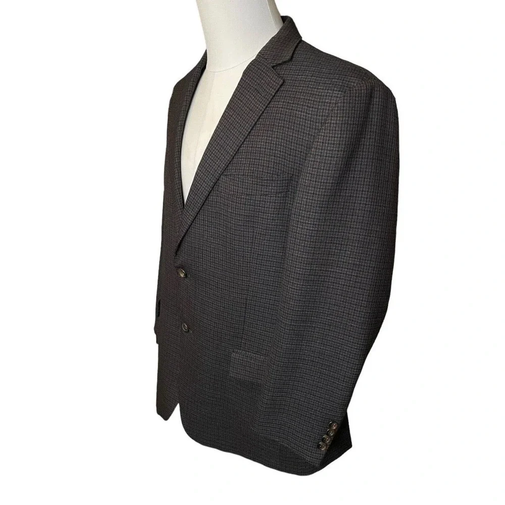 Hart Schaffner Marx Glen Plaid Brown and Blue Sport Coat Blazer Jacket 42R